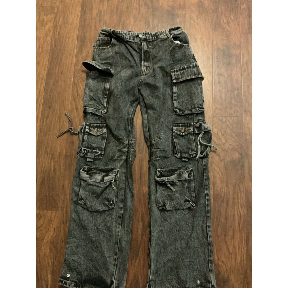Shop Twenty Four Black Denim Cargo Pants Estimated Size 10/11